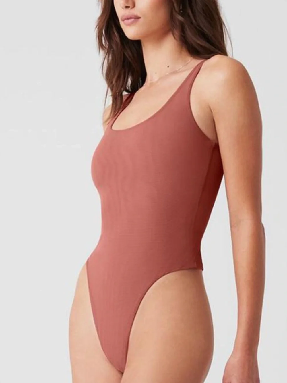 Alo  Mesh Sheer Illusion Bodysuit - Soft Terracotta